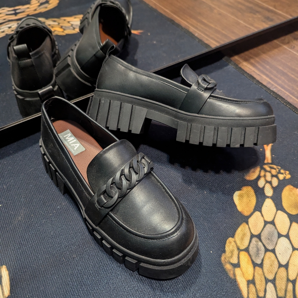 MIA Black Chunky Loafers